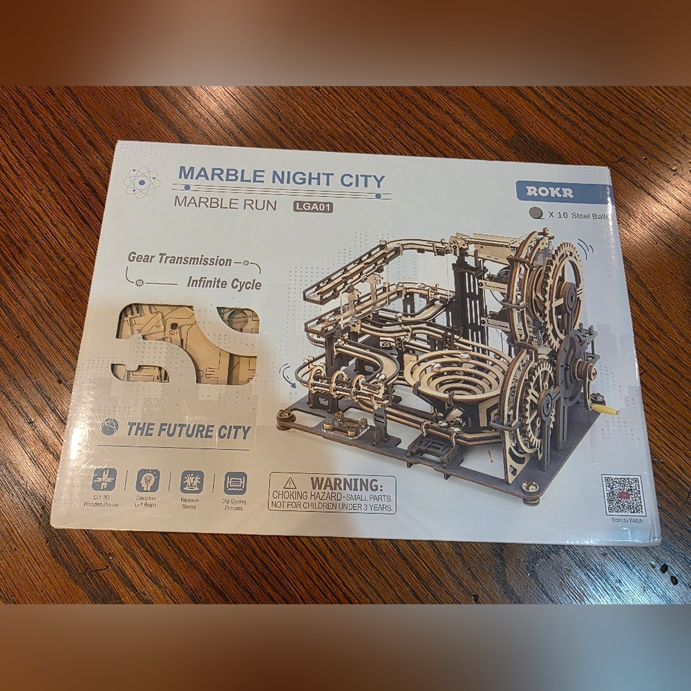 wooden 'marble night city' puzzle set
